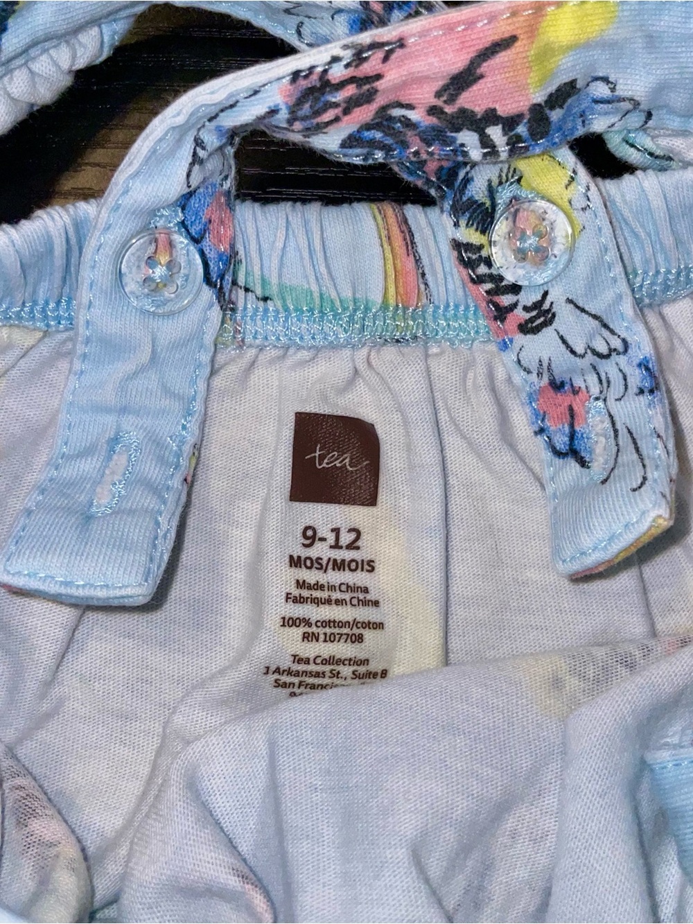Tea Collection Light Blue Romper with Colorful Parrot Accents - Picture 2 of 5